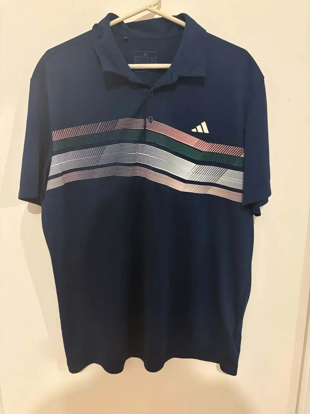 Adidas Men's Core Chest Stripe Polo Shirt Navy Blue Size XL